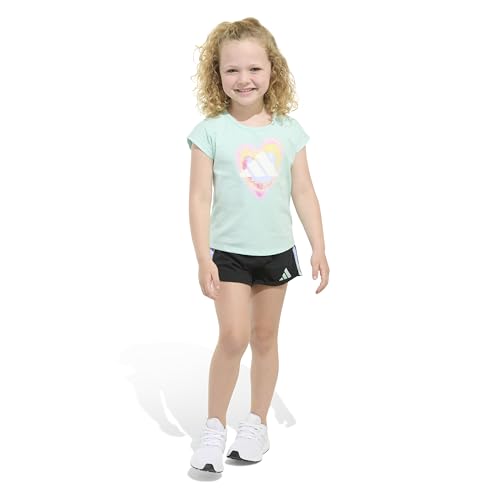 Image of adidas Girls' Graphic Tee Shirt and Mesh Short Set