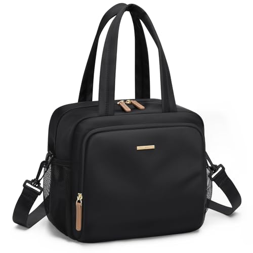 GOLF QUALITY Bolsas de almuerzo aisladas para mujer, ligeras, acolchadas, impermeables, reutilizables, para el trabajo, picnic, viajes, color negro
