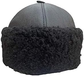 Unisex Sheepskin Beanie Hat - Russian Trapper Ushanka Aviator Winter Hat