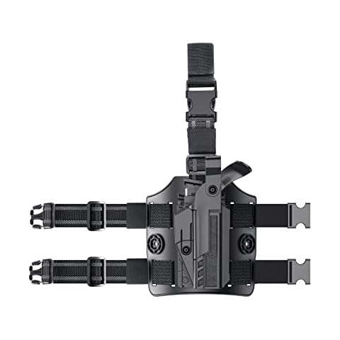 Drop Leg G19 Level 3 Retention Duty Holster for Gen 1-5 Glock 19/17, Glock 23/32(Not for Gen 5), Glock 45/44/19X, Law Enforcement Duty Belt Gun Holster, Adjustable Retention Tactical Thigh Holster Cover