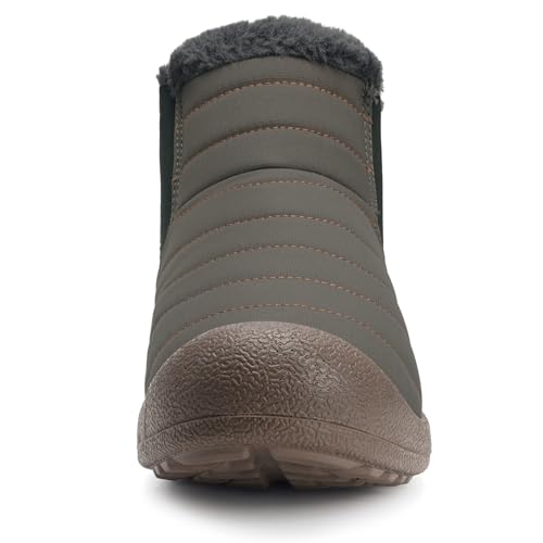 Image of Eagsouni Womens Mens Snow Boots Winter Slip On Shoes | Unisex Warm Fur Lined Slip-On House Shoes,Rubber Sole,Anti Slip,Water Resistant,Comfortable,Indoor Outdoor Daily Walking