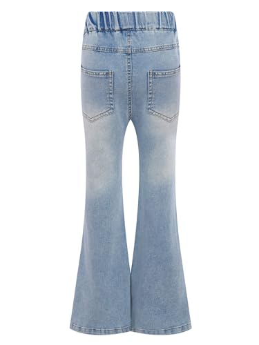 easyforever Kids Girls Bowknot Embroidery Flared Jeans Bootcut Denim Trousers Elastic Waist Casual Denim Pants Jeggings4