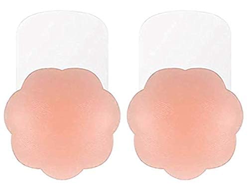 Silicone Lift Flower Breast Lift Pasties Nipple Covers Plus Size Silicone Reusable Large Sticky Nipple Covers for Women (Beige) (1 Pair)-image-31