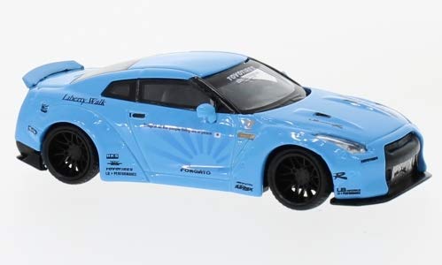 Mini GT Nissan GT-R R35 Liberty Walk, Light Blue, 0, Model Car, 1:64