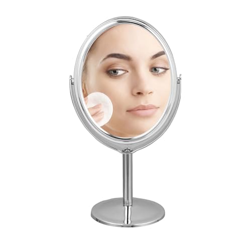 Espejo maquillaje de mesa doble cara Alipis plateado