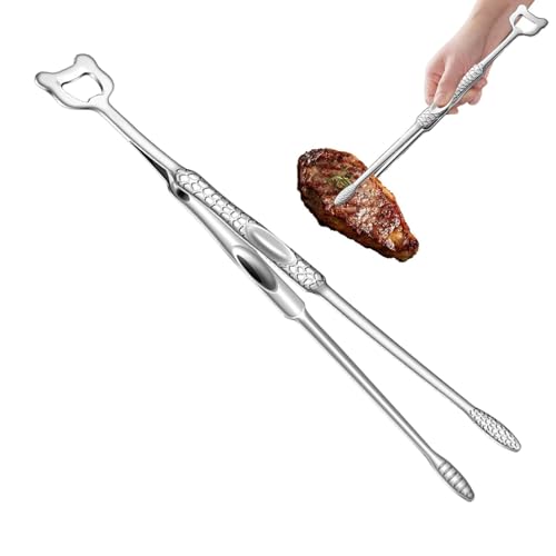 Pinzas a la parrilla, pinzas de barbacoa,Pinzas de acero inoxidable para parrilla | Clip de servicio antiadherente resistente al calor con agarre ergonómico para acampar
