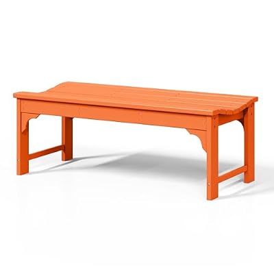 WestinTrends Malibu Outdoor Bench, All Weather Resistant Poly Lumber Backless Patio Garden Bench, Adirondack Curved Bench Seat for Comfort, Orange