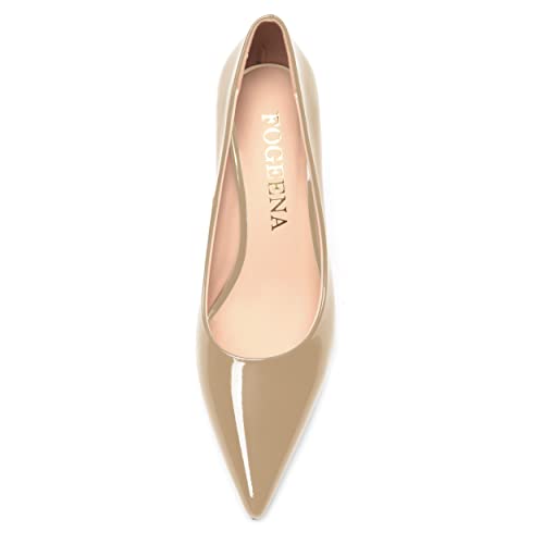 FOGEENA Womens Solid Patent Pointed Toe Sexy Slip On Evening Stiletto Leather High Heel Pumps Shoes 3.14 Inch3