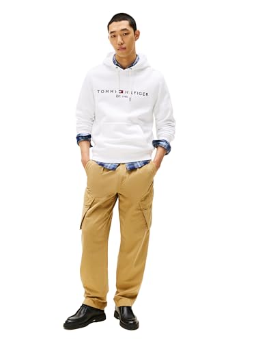 Image of Tommy Hilfiger Men's Medium Weight Fleece Hoodie Sweatshirt With Embroidered Logo, Also Available in Big & Tall