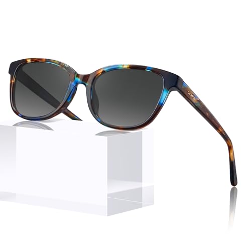 CARFIA Designer Acetate Polarized Sunglasses – Tortoise Frame, Grey Gradient Lens