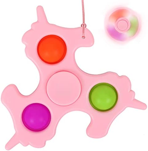 mciskin Unicorn Simple Rotation Sensory Toy,Simple Fidget Toy,2 in 1 Simple fidget Toys,Rotating Silicone Flipping Board Toy,Handheld Mini Decompression Toy for Kids and Adult (Pink)