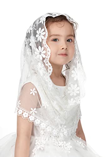 PAMOR Infinity First Communion Veils for Girls Lace Chapel Veil Mantilla Veils Latin Mass Church Veil for Catholic Baptism3