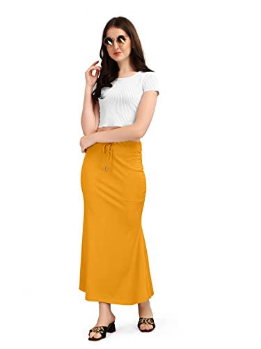 Image of Mogsa Women's Lycra Fishcut Saree Shapewear Petticoat - Tummy Control Slim Fit Stretchable Shaper Skirt with Drawstring & Side Slit for Sarees