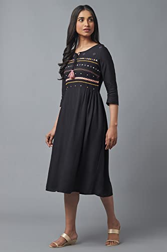 Image of W for Woman Women's A-Line Embroidered Below The Knee Dress