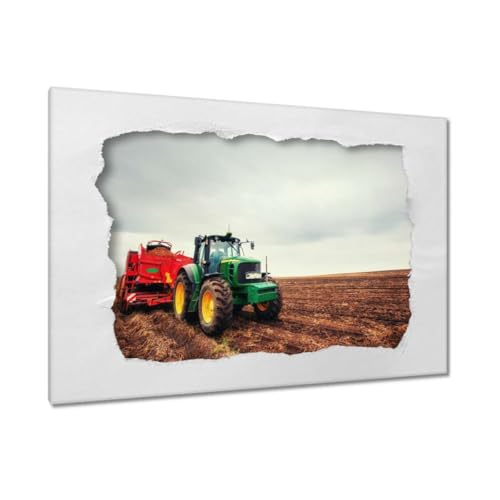 Peinture imprimée sur toile tracteur 120 x 80 cm pour décoration murale