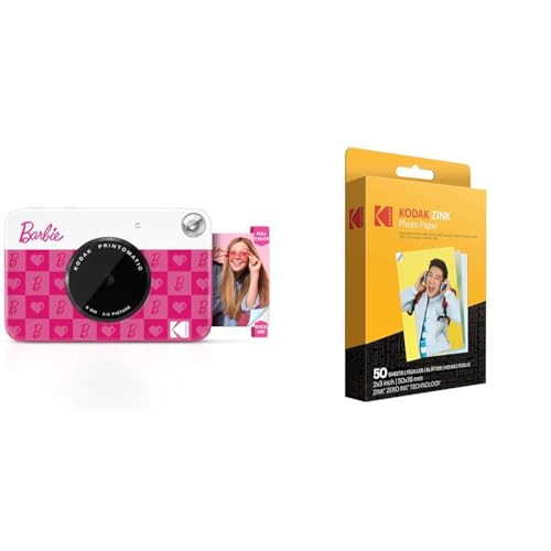 Image of Barbie x Kodak Printomatic Full-Color Instant Print Digital Camera + KODAK 2 inchx3 inch Premium Photo Paper (50 Sheets)