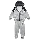 YUUMIN Kinder Jungen 2tlg Trainingsanzüge Sweatjacke Mit Kapuze Jogginganzug Jogginghose Bekleidungsset Zweiteiler Sport Fitness Anzug Grau B 146-152