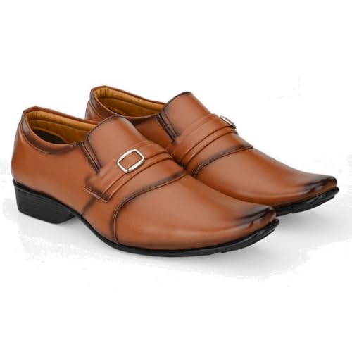 Image of Leatherkraft Formal Slip-On Shoes with Applique Detail