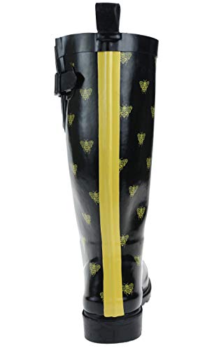 Capelli New York Ladies Kitty Faces Printed Rain Boots Black Combo 6 - Thumbnail 4