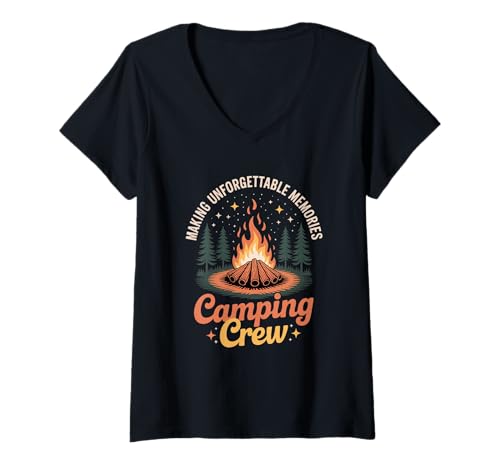 Mujer Camping Crew Family Friends Girls Kiddler Cool Camiseta Cuello V