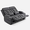 Zero Wall Hugger Power Reclining Loveseat with Adjustable Headrest, Fabric Electric Recliner Sofa with USB & Type-C Ports, Dual Cup Holders, 2-Seater Couch for Living Room, RV, Home Theater (Gray)