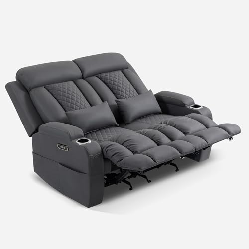 Zero Wall Hugger Power Reclining Loveseat with Adjustable Headrest, Fabric
