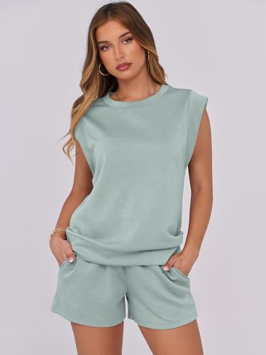 Image of ANRABESS Two Piece Sets for Women 2026 Summer Short Lounge Set Casual Beach Vacation Outfits Spring Sweatsuits Tracksuit