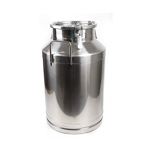 DNYSYSJ Stainless Steel Milk Can, 60L Silver Milk Canister Dairy Pot Bucket Liquid Storage Barrel with Strong Sealed Lid