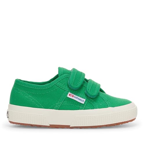 Chaussures basses JSTRAP Superga enfant en toile bicolore vert et ivoire