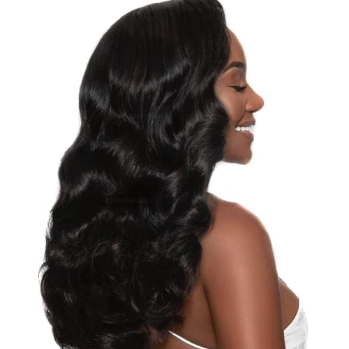 Human Hair Lace Closure Wigs for Black Women Body Wave 180% Density Brazilian Virgin 5Ã—5 Lace Frontal Free Part Wigs Pre-Plucked with Baby Hair (22Inch, Natural Color)