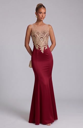 Image of Babyonline Women's Lace Applique Long Formal Mermaid Evening Prom Dresses