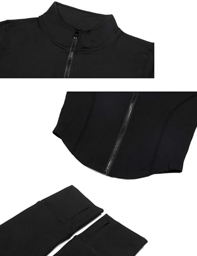 lviefent womens lightweight full zip running track jacket workout slim fit yoga sportwear with thumb holes