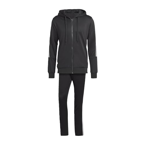 adidas Hombre 3-Stripes Track Suit, Black/White, M Tall