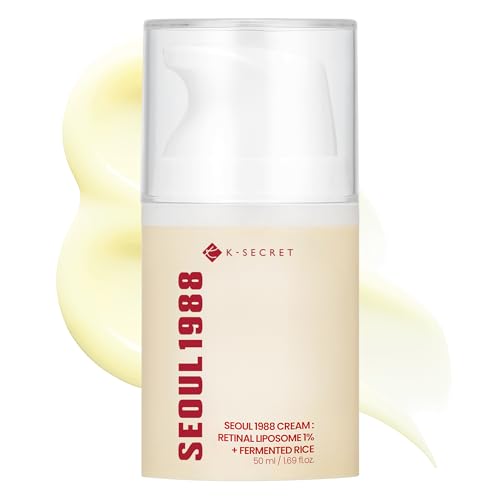 K-SECRET SEOUL 1988 Retinal Cream Formulated with Advanced Retinal Liposome 1% and Fermented Rice Extract | Daily Fine Lines and Skin Texture Care | Korean Skincare 50ml / 1.69 fl oz