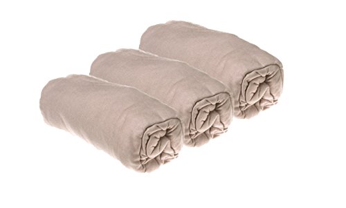 Easy Dort Pack de 3 Draps Housse en Coton Bio Noisette 70 x 140 cm