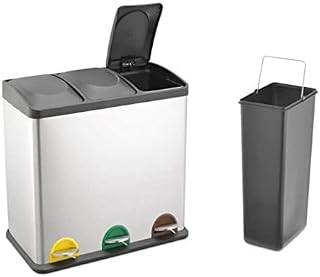 EVRE Recycling Bin with Lids for Kitchen / 60 Litre Capacity / 3 Compartments Waste Separation / Colour Coded (60L (3x20L))