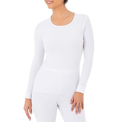 Fruit of the Loom Blusa térmica de primeira linha feminina Micro Waffle, Branco, XG