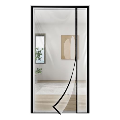 Transparent Thermal Insulated Door Curtain, Reversible Left or Right Side Opening, Screen Door Auto Closer Fits Doors Up to 36