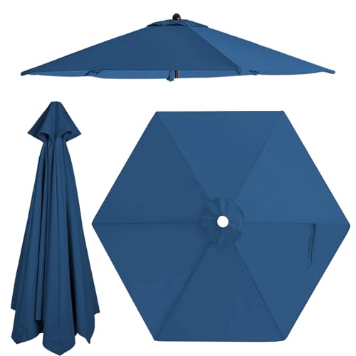 Jorohiker 7.5ft Patio Umbrella Replacement Canopy for 6 Ribs,Durable,Waterproof, UV-Resistant & Easy to Install,Navy Blue Canopy Only
