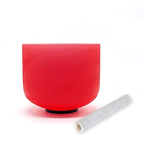 TAIFENG C Note Root Chakra Red Colored Quartz Frosted Crystal Singing Bowl 8 inch