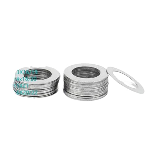 10〜100個 0.1mm 0.2mm 0.3mm 0.5mm 1mm ステンレス製 平ワッシャー 薄型ガスケット 高精度調整ガスケット M1.6〜M30(M16x20 20pcs,0.3mm thickness)