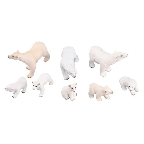 Respicefinem Pintado a Mano Polar Bear Figurine Juego 8 Piezas realistas Juguetes de Animales árticos para niños niños decoración del hogar de la colección de la Estatua del Animal