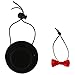 STOBOK 2Pcs Hamster Hat and Bowtie, Guinea Pig Black Hat with Bow Tie Small Animal Outfit Cosplay Suit for Guinea Pigs Sugar Glider Chinchilla Ferret Hedgehogs Bearded Dragon, Black