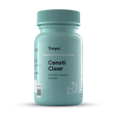 Traya Consti Clear | Ayurvedic Constipation Relieving Supplement | For Improved Bowel Movement | Contains Ajwain, Triphala, Haritaki | Natural & Herbal (60 tablets)