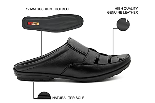 KOOL UP Men's Brown Genuine Leather Mules - 6 UK