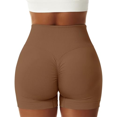 Vertvie Women's Workout Gym Shorts Booty V Cross Spandex Yoga Biker Shorts Scrunch Butt High Waisted Athletic Leggings