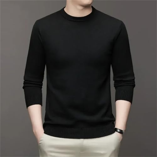 Men's Round Neck Long Sleeved Solid Sweater Soft Warm and Comfortable Top2