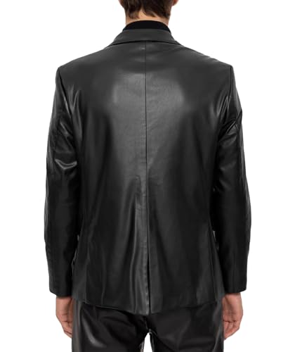 Leather Blazer for Men Real Lambskin Mens Leather Coat Classic 2 Button Black Leather Blazer Men Leather Coat2