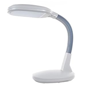 Lavish Home LED Desk Lamp – Sunlight Lamp with Adjustable Gooseneck Arm – Home and Office Desk Lamps Great for Reading and Crafting (White)