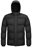 MAGCOMSEN Mens Winter Jacket with Hood Down Jacket Windproof Insulated Coat Mens Hooded Puffer Jacket Black L